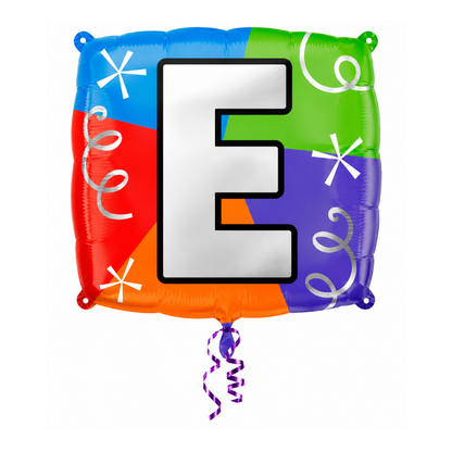 Alphabet "E" Printed Square Shaped Balloon Helium Supported for Birthday Boy/Girl Name Initiatls - 18 inches