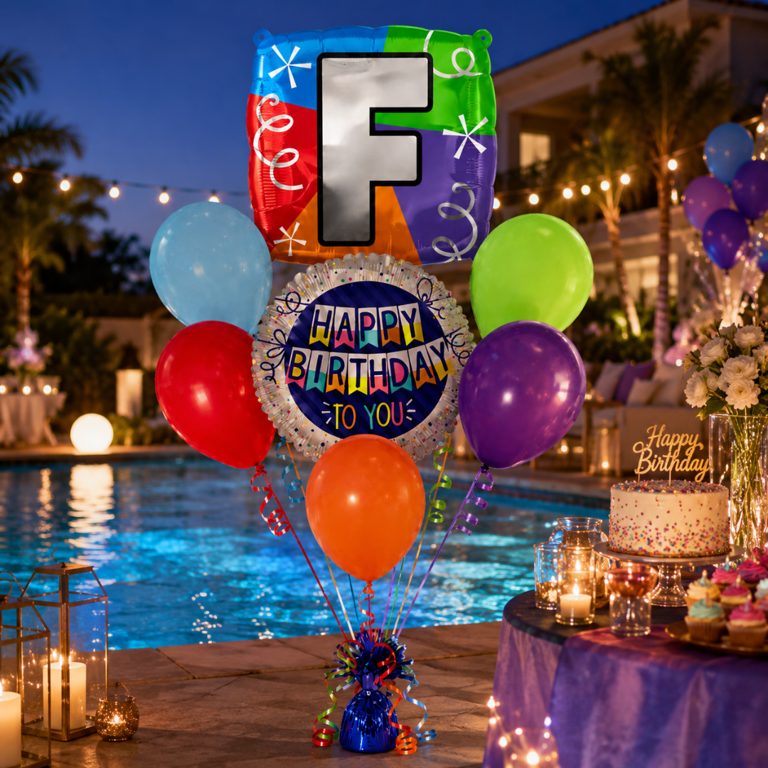 Alphabet "F" Printed Square Shaped Balloon Helium Supported for Birthday Boy/Girl Name Initiatls - 18 inches