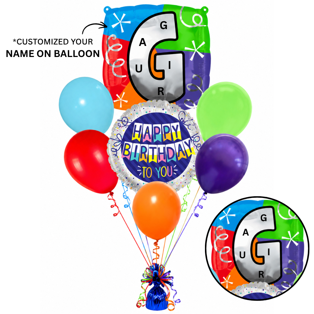 Alphabet "G" Printed Square Shaped Balloon Helium Supported for Birthday Boy/Girl Name Initiatls - 18 inches