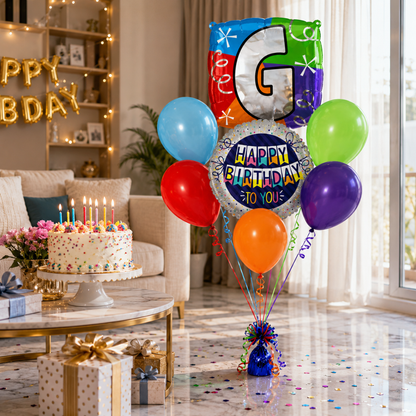 Alphabet "G" Printed Square Shaped Balloon Helium Supported for Birthday Boy/Girl Name Initiatls - 18 inches