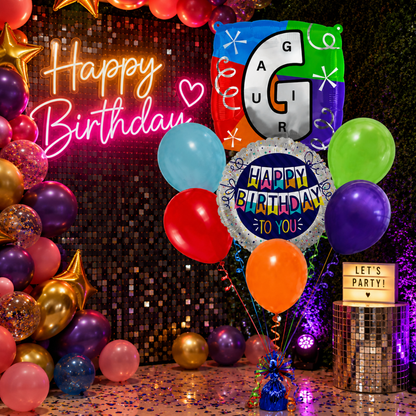 Alphabet "G" Printed Square Shaped Balloon Helium Supported for Birthday Boy/Girl Name Initiatls - 18 inches