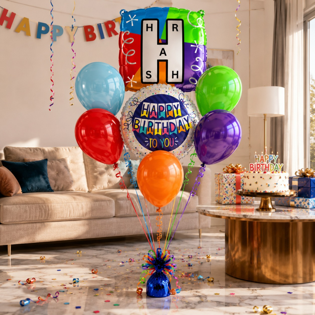 Alphabet "H" Printed Square Shaped Balloon Helium Supported for Birthday Boy/Girl Name Initiatls - 18 inches