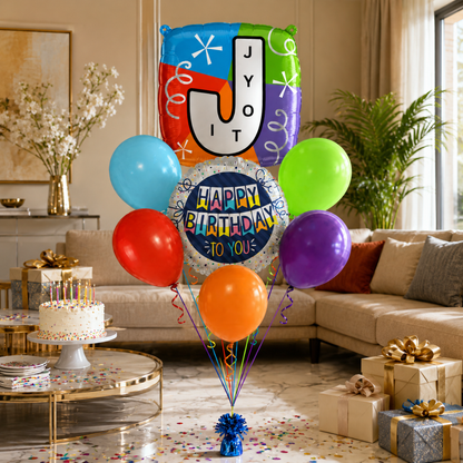 Alphabet "J" Printed Square Shaped Balloon Helium Supported for Birthday Boy/Girl Name Initiatls - 18 inches
