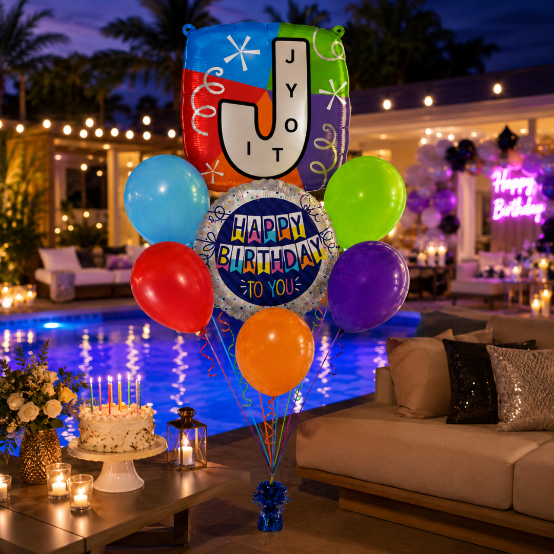 Alphabet "J" Printed Square Shaped Balloon Helium Supported for Birthday Boy/Girl Name Initiatls - 18 inches