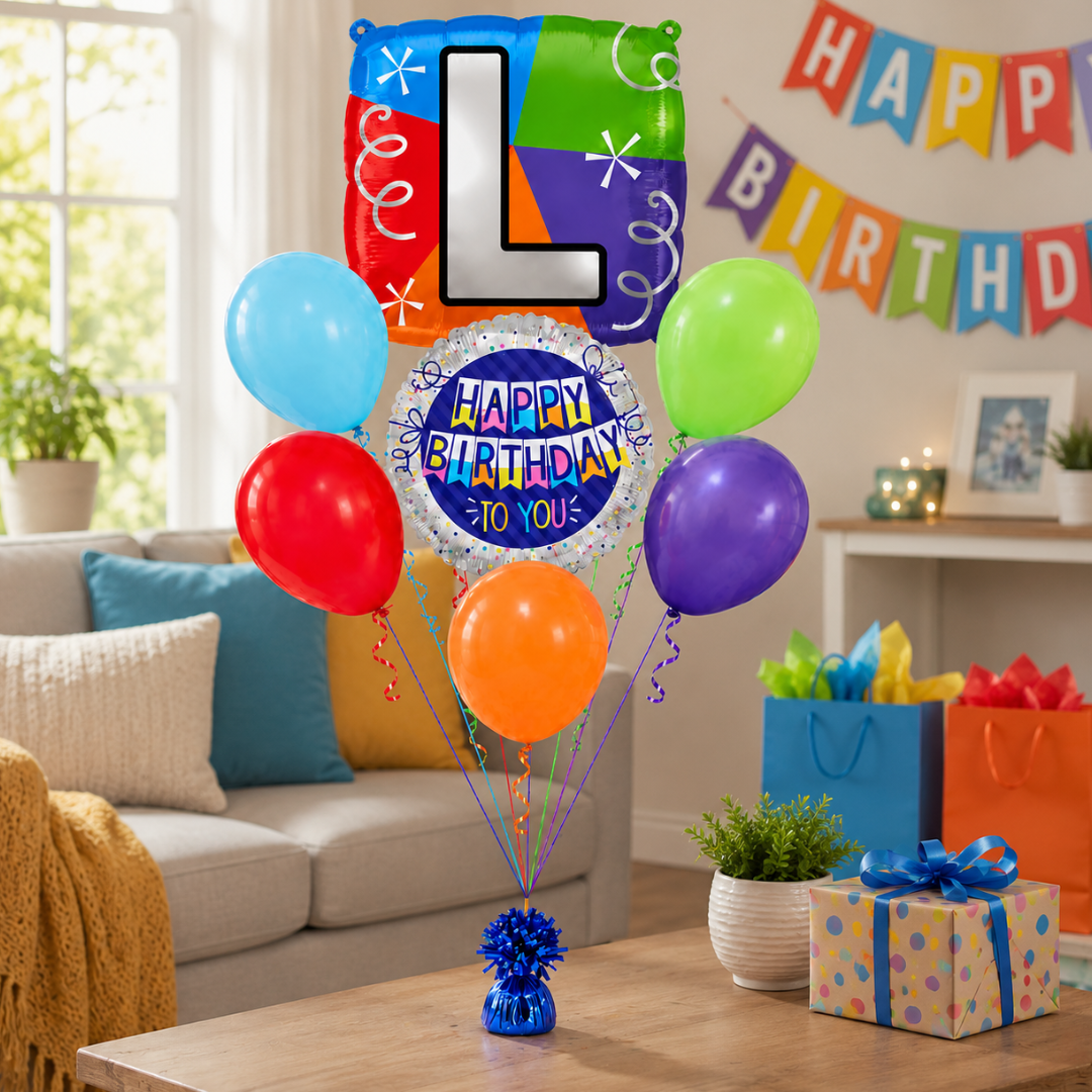 Alphabet "L" Printed Square Shaped Balloon Helium Supported for Birthday Boy/Girl Name Initiatls - 18 inches