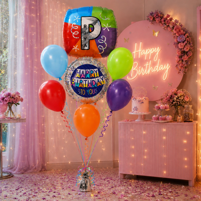Alphabet "P" Printed Square Shaped Balloon Helium Supported for Birthday Boy/Girl Name Initiatls - 18 inches