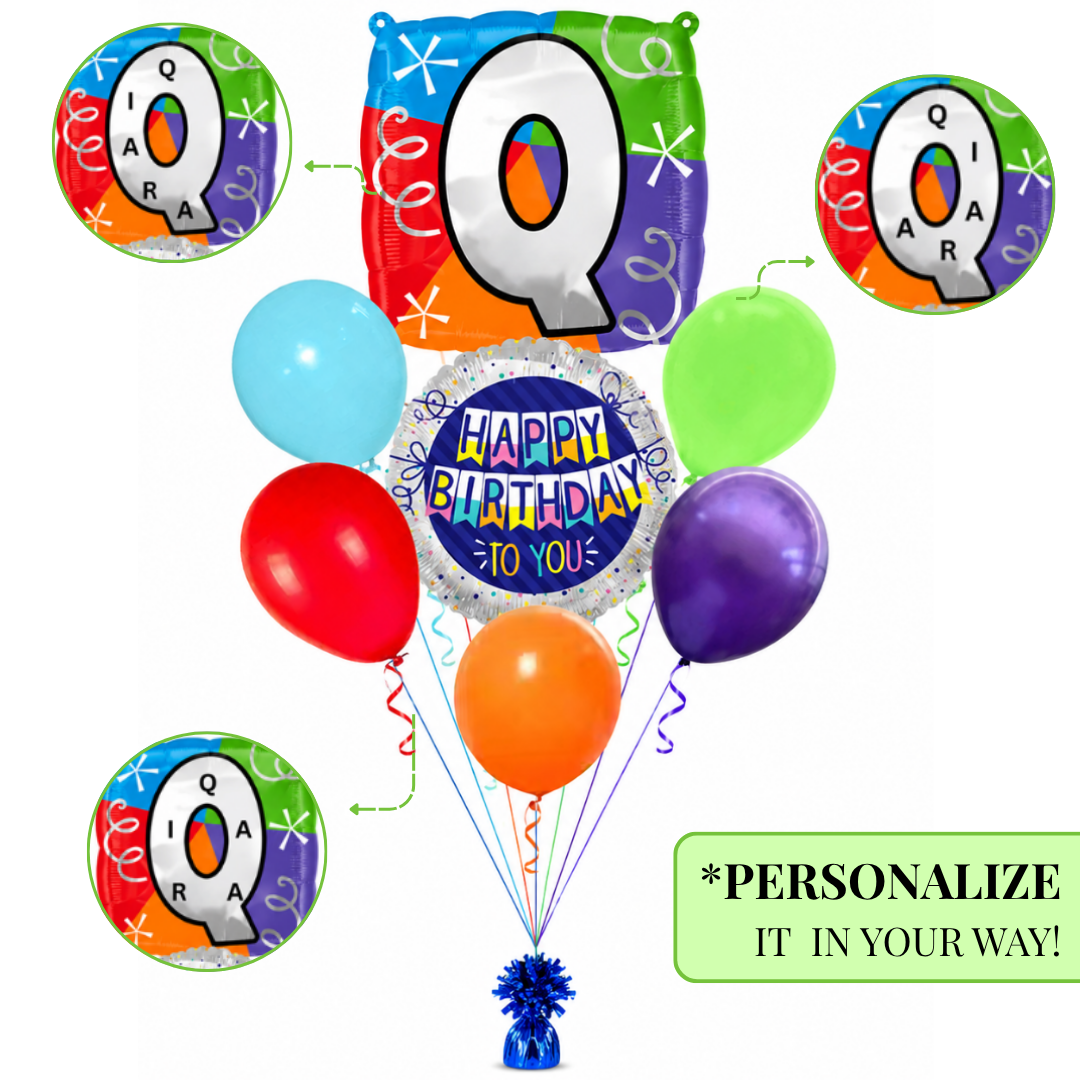 Alphabet "Q" Printed Square Shaped Balloon Helium Supported for Birthday Boy/Girl Name Initiatls - 18 inches
