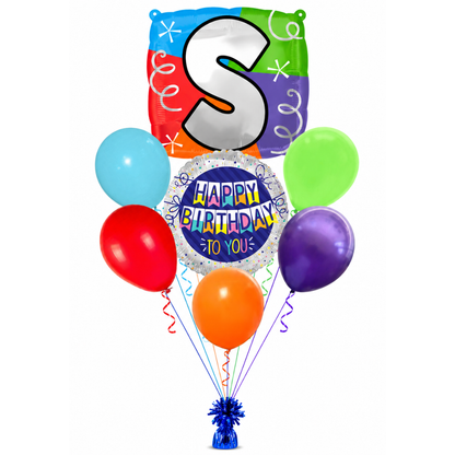 Alphabet "S" Printed Square Shaped Balloon Helium Supported for Birthday Boy/Girl Name Initiatls - 18 inches