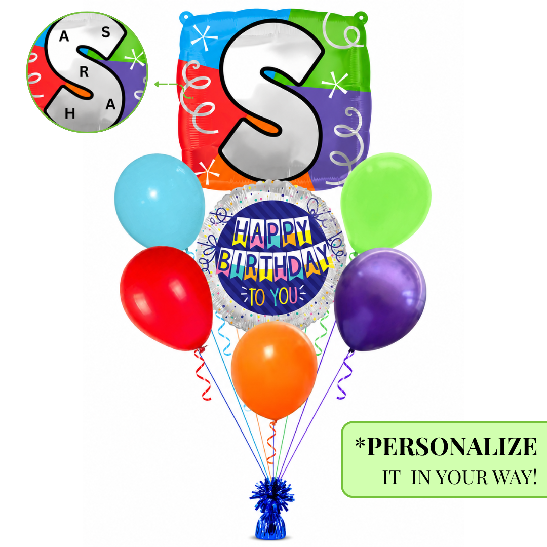 Alphabet "S" Printed Square Shaped Balloon Helium Supported for Birthday Boy/Girl Name Initiatls - 18 inches