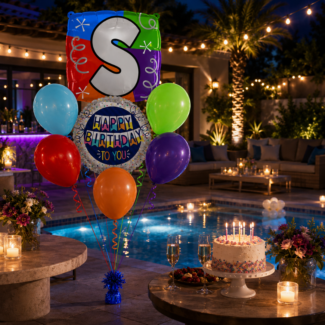 Alphabet "S" Printed Square Shaped Balloon Helium Supported for Birthday Boy/Girl Name Initiatls - 18 inches