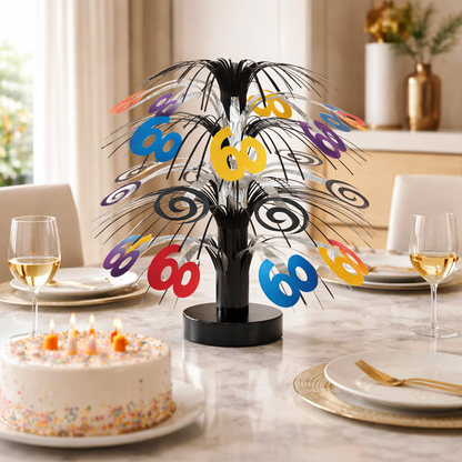 60th Birthday Cascade Centerpiece 14"