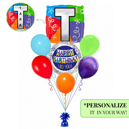 Alphabet "T" Printed Square Shaped Balloon Helium Supported for Birthday Boy/Girl Name Initiatls - 18 inches