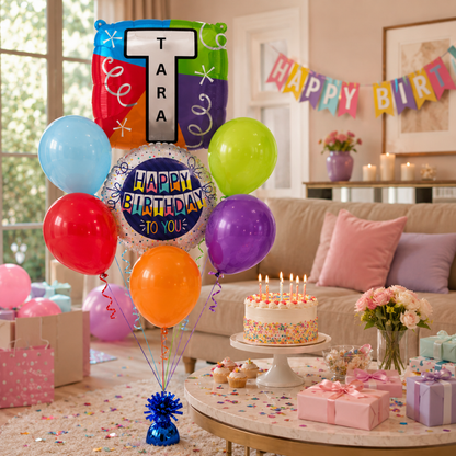 Alphabet "T" Printed Square Shaped Balloon Helium Supported for Birthday Boy/Girl Name Initiatls - 18 inches