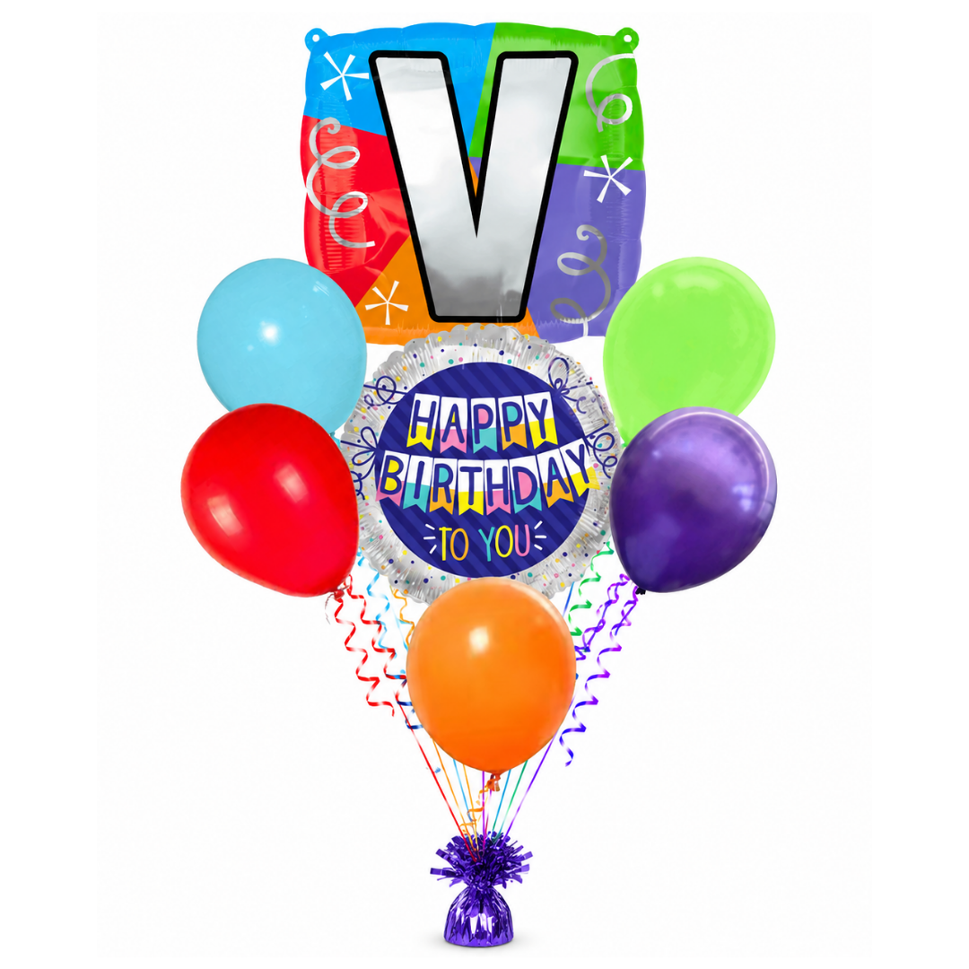 Alphabet "V" Printed Square Shaped Balloon Helium Supported for Birthday Boy/Girl Name Initiatls - 18 inches