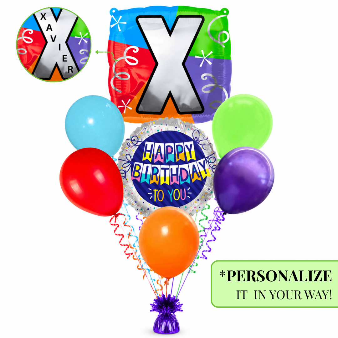 Alphabet "X" Printed Square Shaped Balloon Helium Supported for Birthday Boy/Girl Name Initiatls - 18 inches