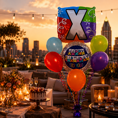 Alphabet "X" Printed Square Shaped Balloon Helium Supported for Birthday Boy/Girl Name Initiatls - 18 inches