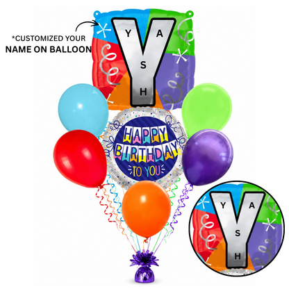 Alphabet "Y" Printed Square Shaped Balloon Helium Supported for Birthday Boy/Girl Name Initiatls - 18 inches