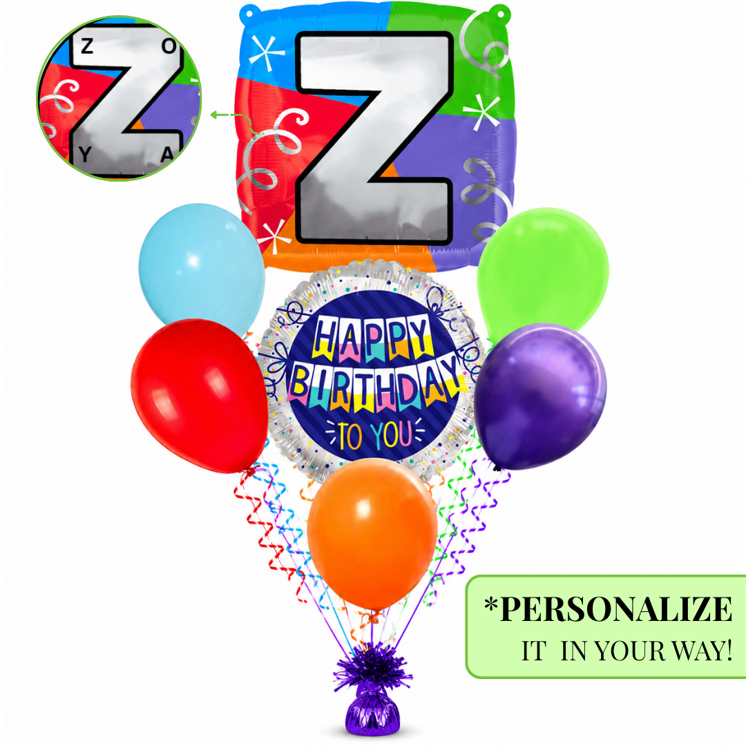 Alphabet "Z" Printed Square Shaped Balloon Helium Supported for Birthday Boy/Girl Name Initiatls - 18 inches