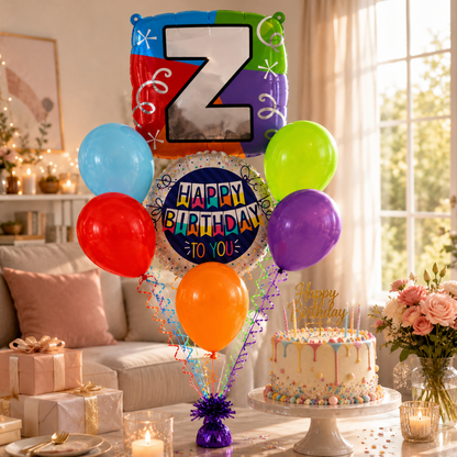 Alphabet "Z" Printed Square Shaped Balloon Helium Supported for Birthday Boy/Girl Name Initiatls - 18 inches