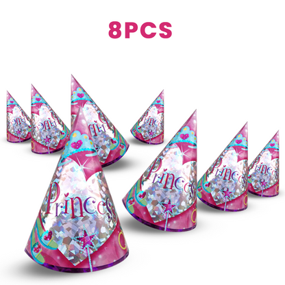 Princess Prismatic Party Hats, 7-Inch Birthday Hats (Pack of 8)