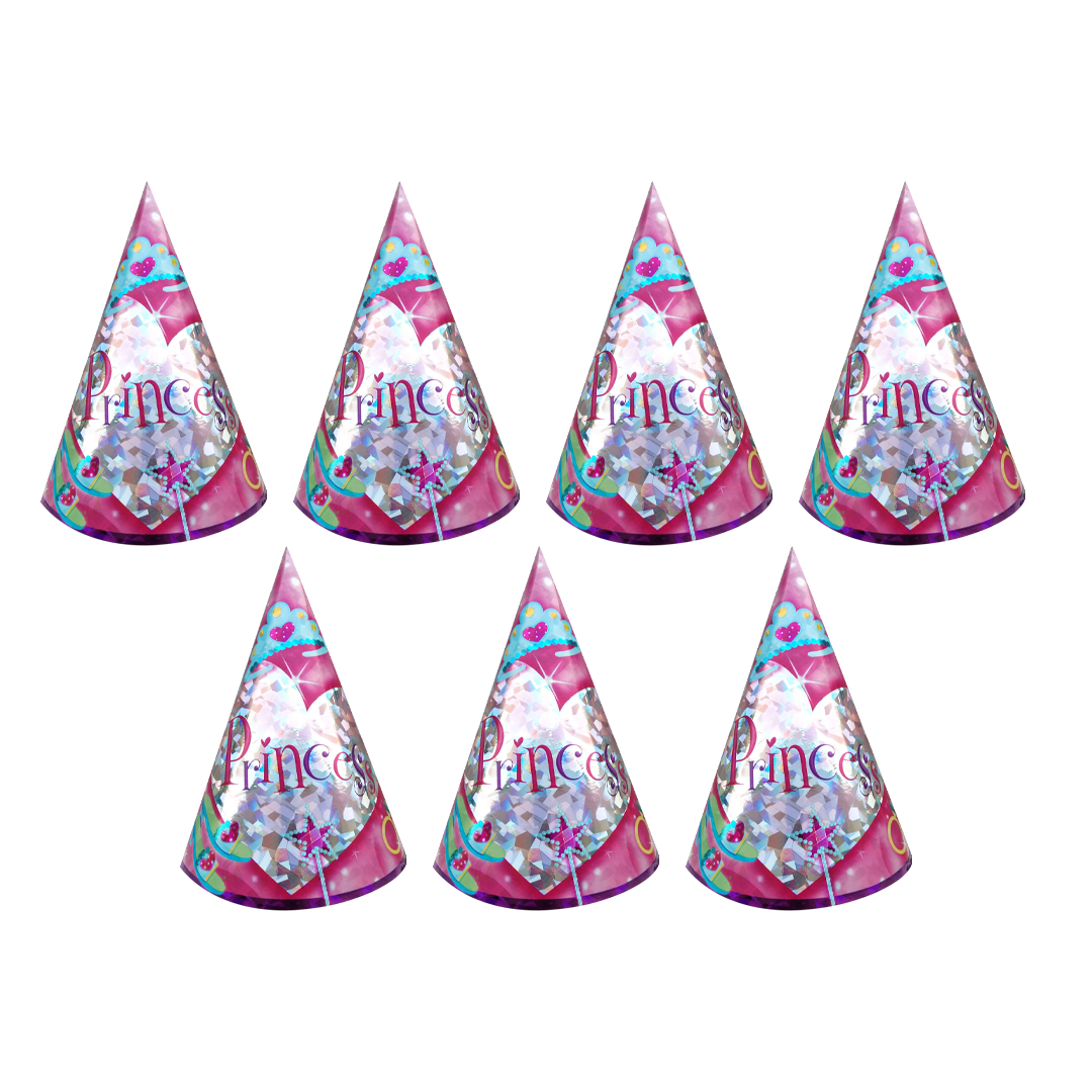 Princess Prismatic Party Hats, 7-Inch Birthday Hats (Pack of 8)