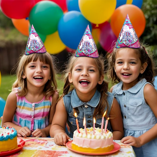 Princess Prismatic Party Hats, 7-Inch Birthday Hats (Pack of 8)