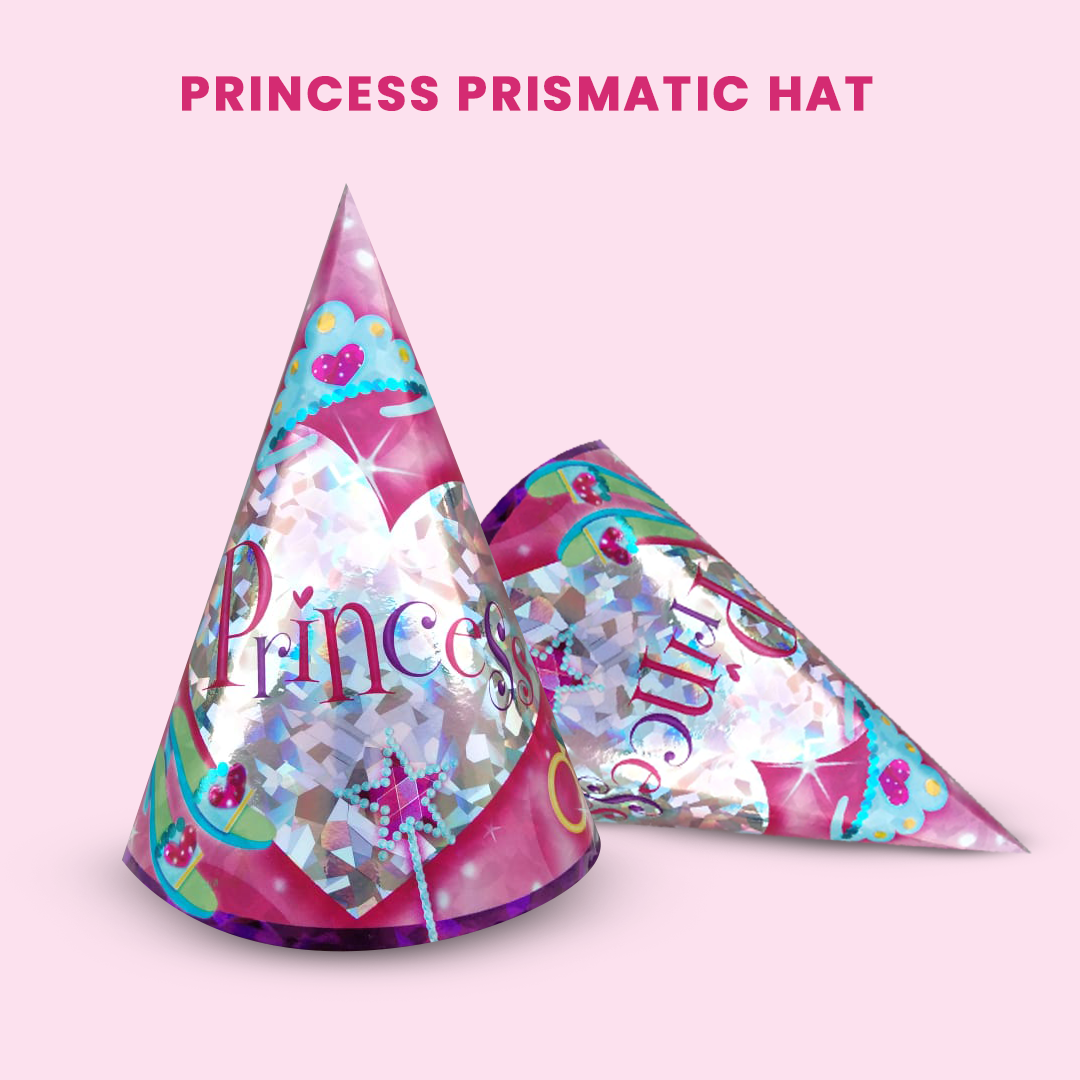 Princess Prismatic Party Hats, 7-Inch Birthday Hats (Pack of 8)