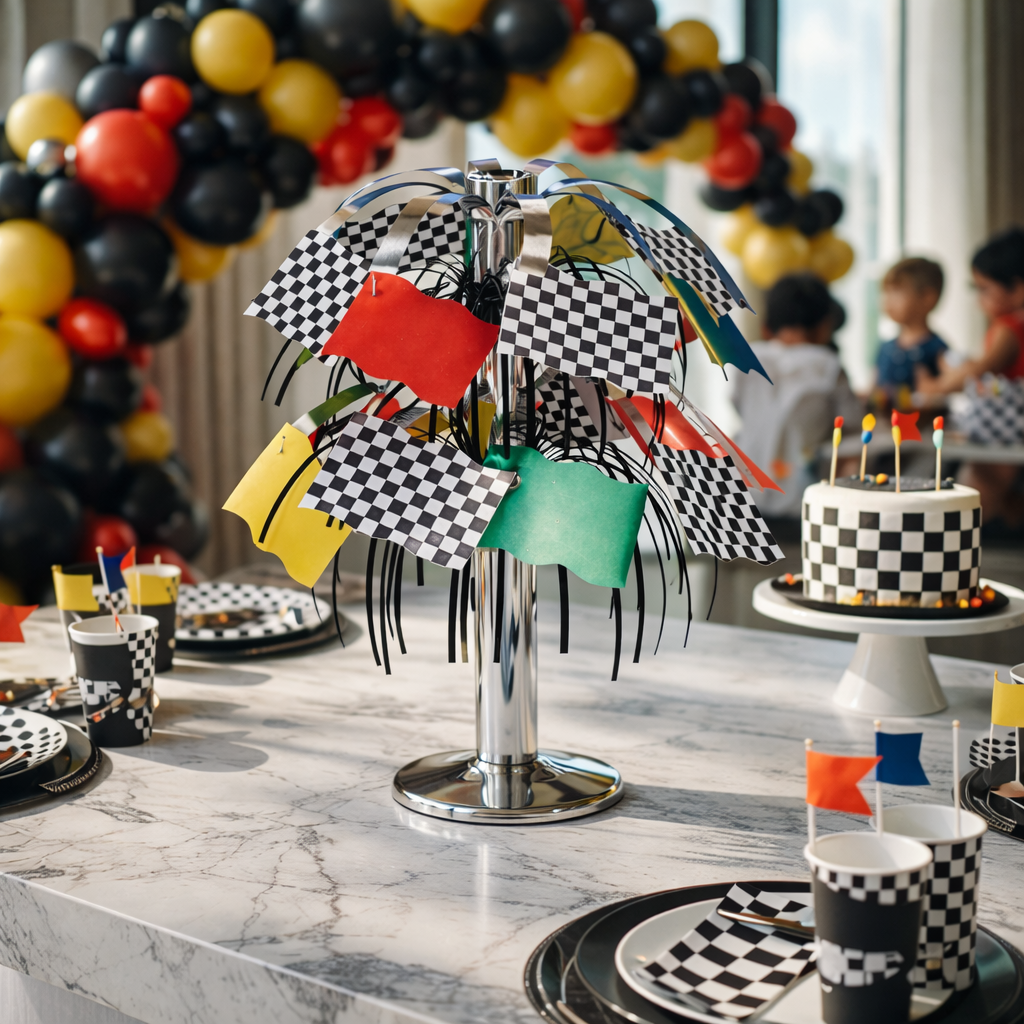 Racing Flag Cascade Centerpiece, 10.5 Inch