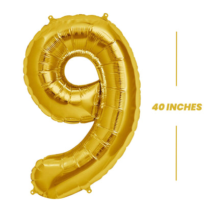 Number 9 Golden Foil Balloon - Helium Quality - 40 inches - 1PC
