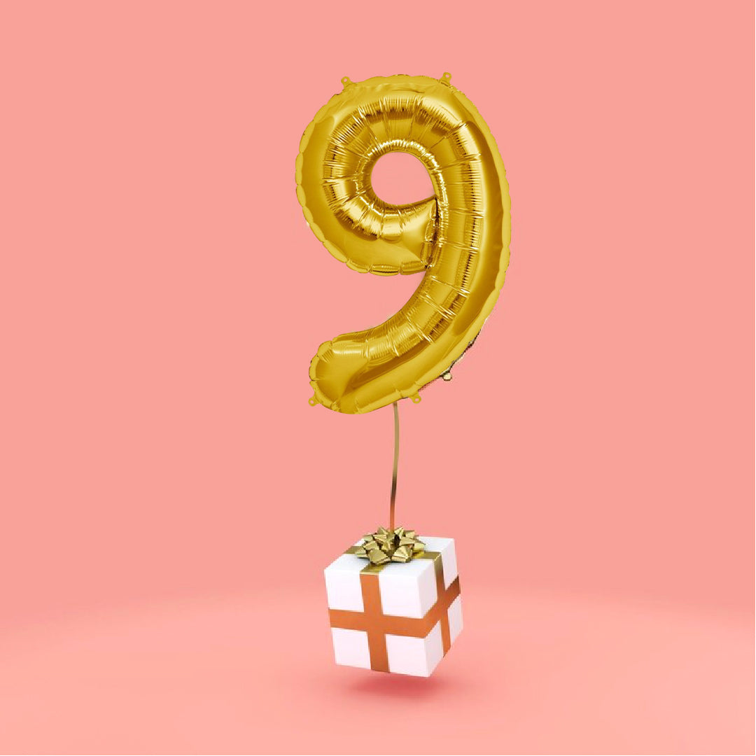 Number 9 Golden Foil Balloon - Helium Quality - 40 inches - 1PC