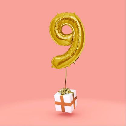 Number 9 Golden Foil Balloon - Helium Quality - 40 inches - 1PC