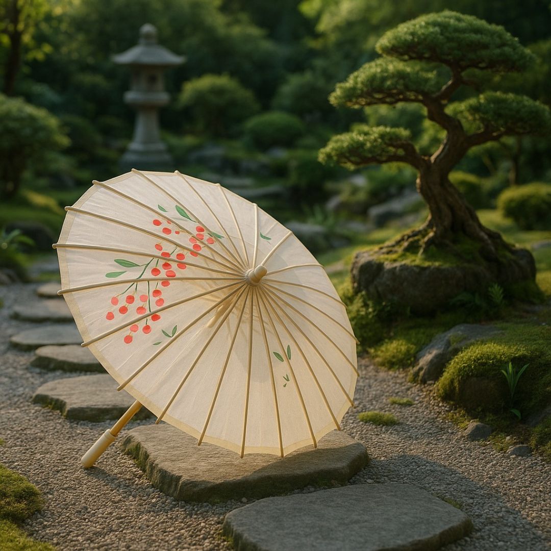 Japanese Parasol White Umbrella for Decoration - 1PC