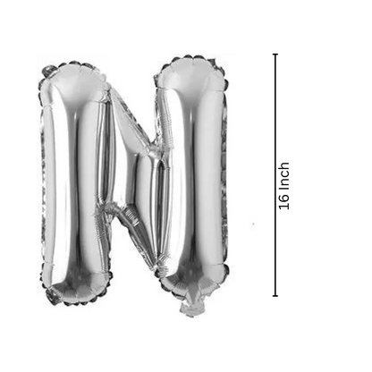 Letter N  Silver Foil Balloon - 16 inches - 1PC