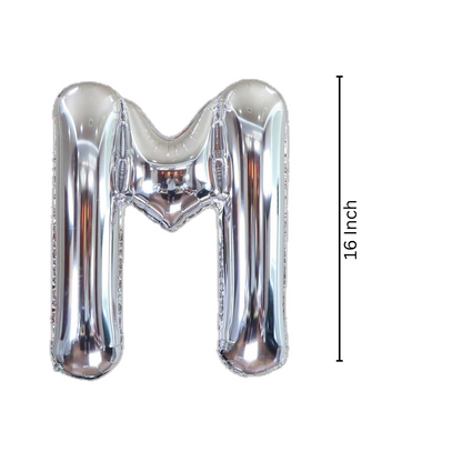 Letter M Silver Foil Balloon - 16 inches - Air Filled - 1PC