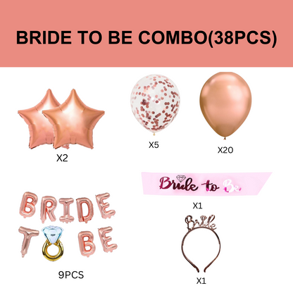 Bride To Be Rose Gold Bachellorette Decor Set - 38PC