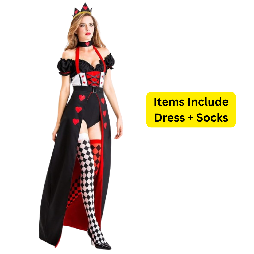 Queen of Hearts Fancy Adult Costume w/ Leggings
