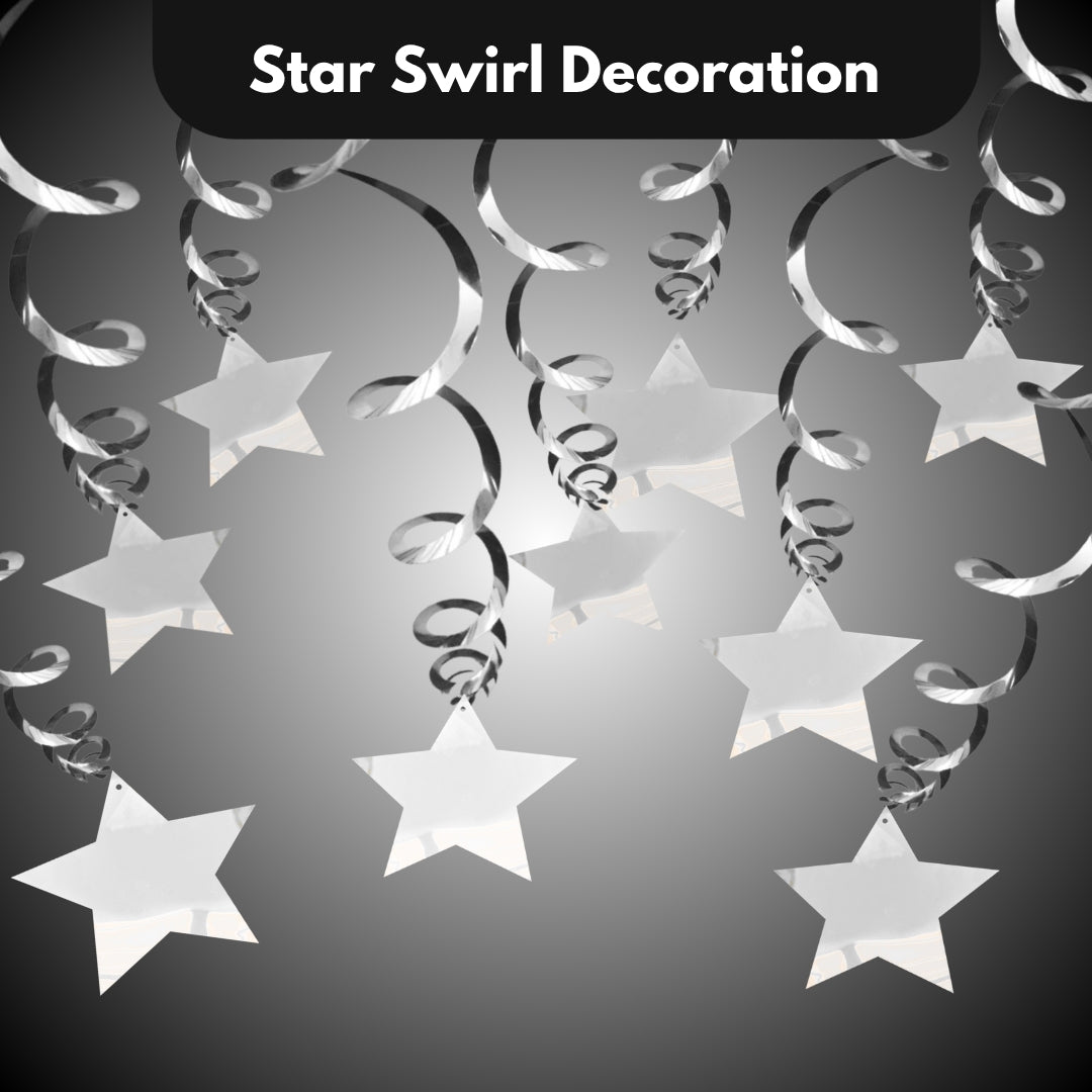 Silver Star Swirl Decoration - 15CT