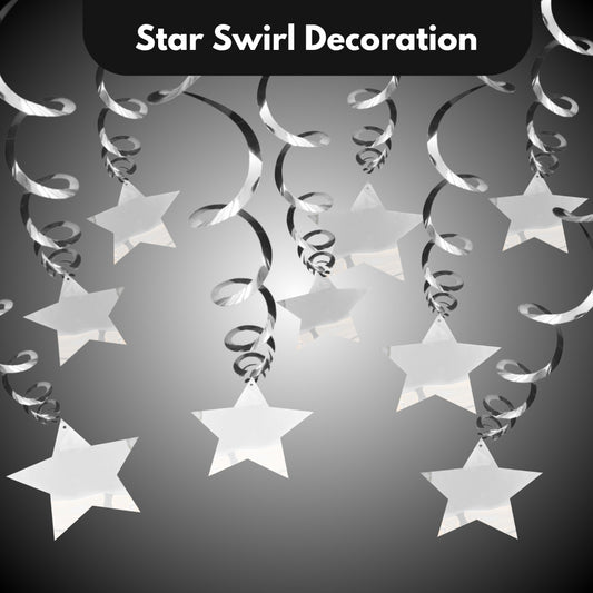 Silver Star Swirl Decoration - 15CT