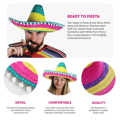 Mexican Sombrero Hat for Carnival - 1PC