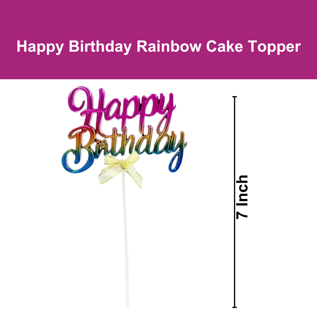 Happy Birthday Rainbow Color Cake Topper - 1PC