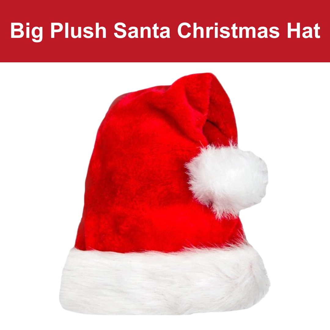 Big Plush Santa Red & White Christmas Hat for Adults - 1PC