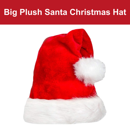 Big Plush Santa Red & White Christmas Hat for Adults - 1PC