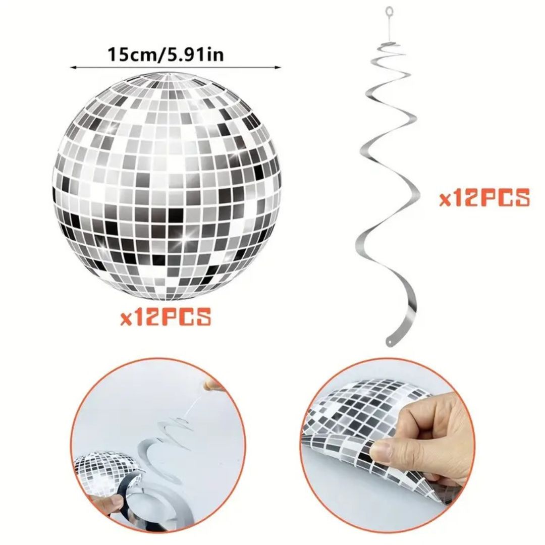 Disco Ball Swirl Decoration - 6PC