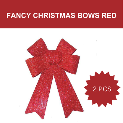 Fancy Christmas Bows Red  30CM - 2PC