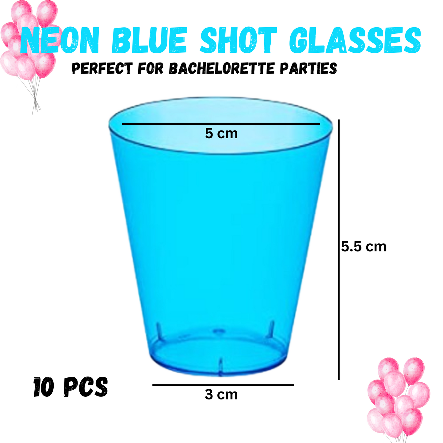 Shot Glasses Blue Party Combo - 10PC