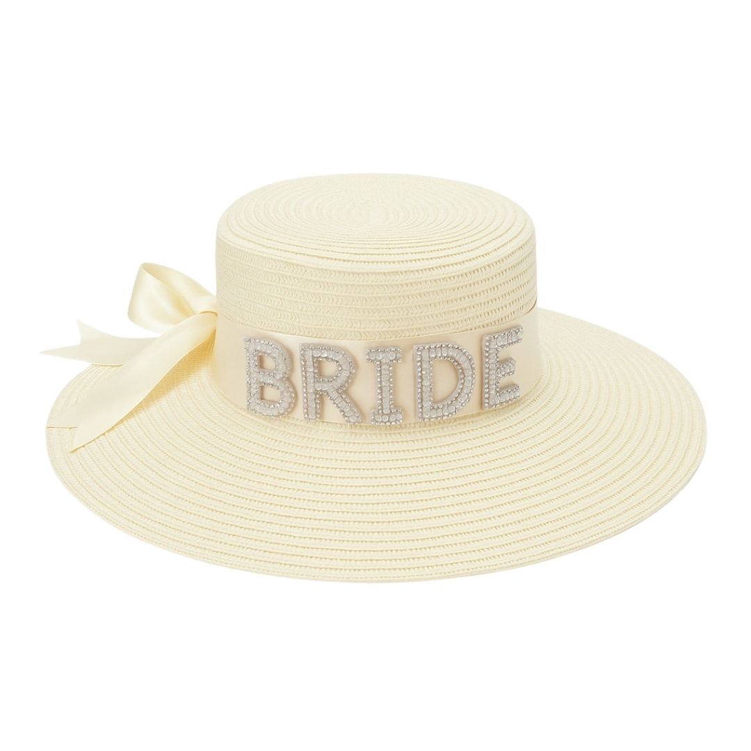 Beach Hat for Bride w/ Rhinestones for Bachelorette Party/ Beach Party - 1PC