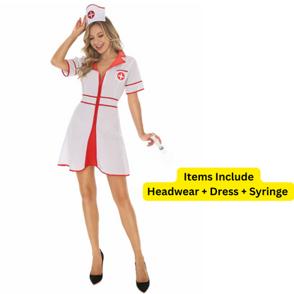 Notty Nurse Costume w/Headgear and Syringe for Adult - Size L