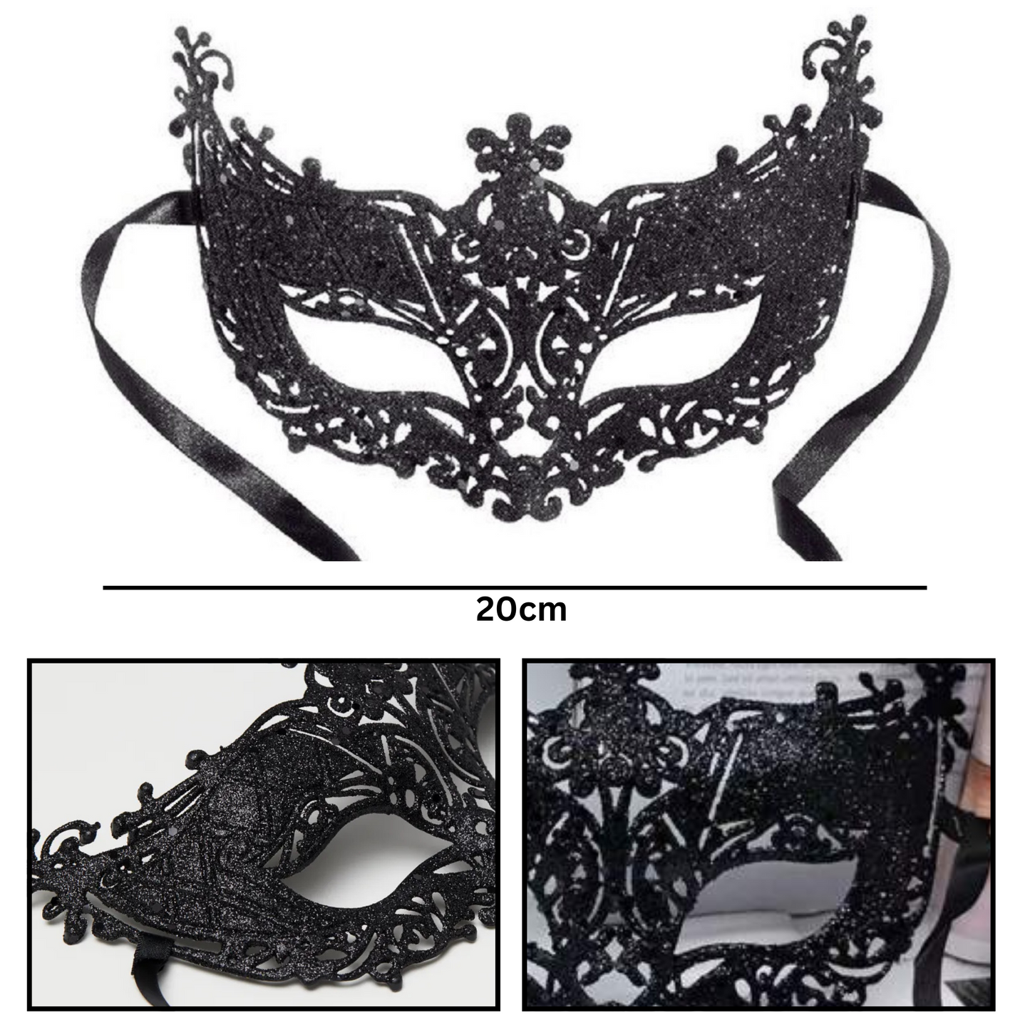 Glitter Fashion Eye Mask Black - 1PC