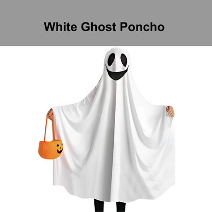 White Ghost Poncho for Kids Theme Party - Size S - Age 3 to 5