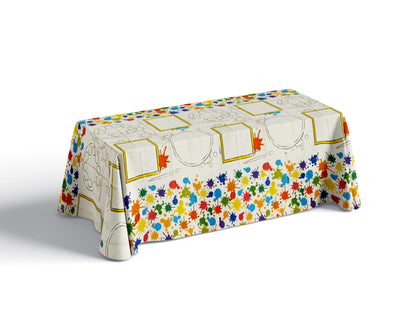 Paint & Art Theme Tablecover for Kids -  54 Inches X 96 inches - 1PC